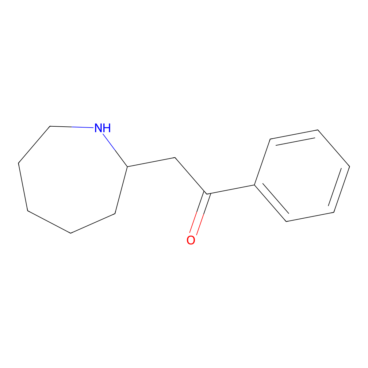 2-(Azepan-2-yl)-1-phenylethan-1-one molecular structure, CAS 132970-96-8