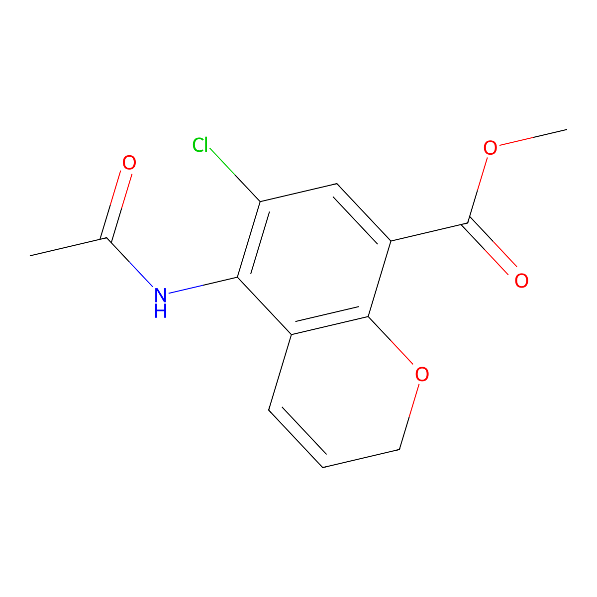 methyl 6-chloro-5-acetamido-2H-chromene-8-carboxylate molecular structure, CAS 132976-75-1