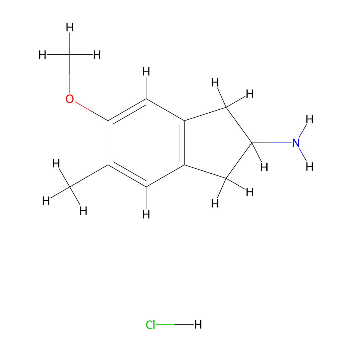 5-Methoxy-6-methyl-2-aminoindane hydrochloride molecular structure, CAS 132980-17-7