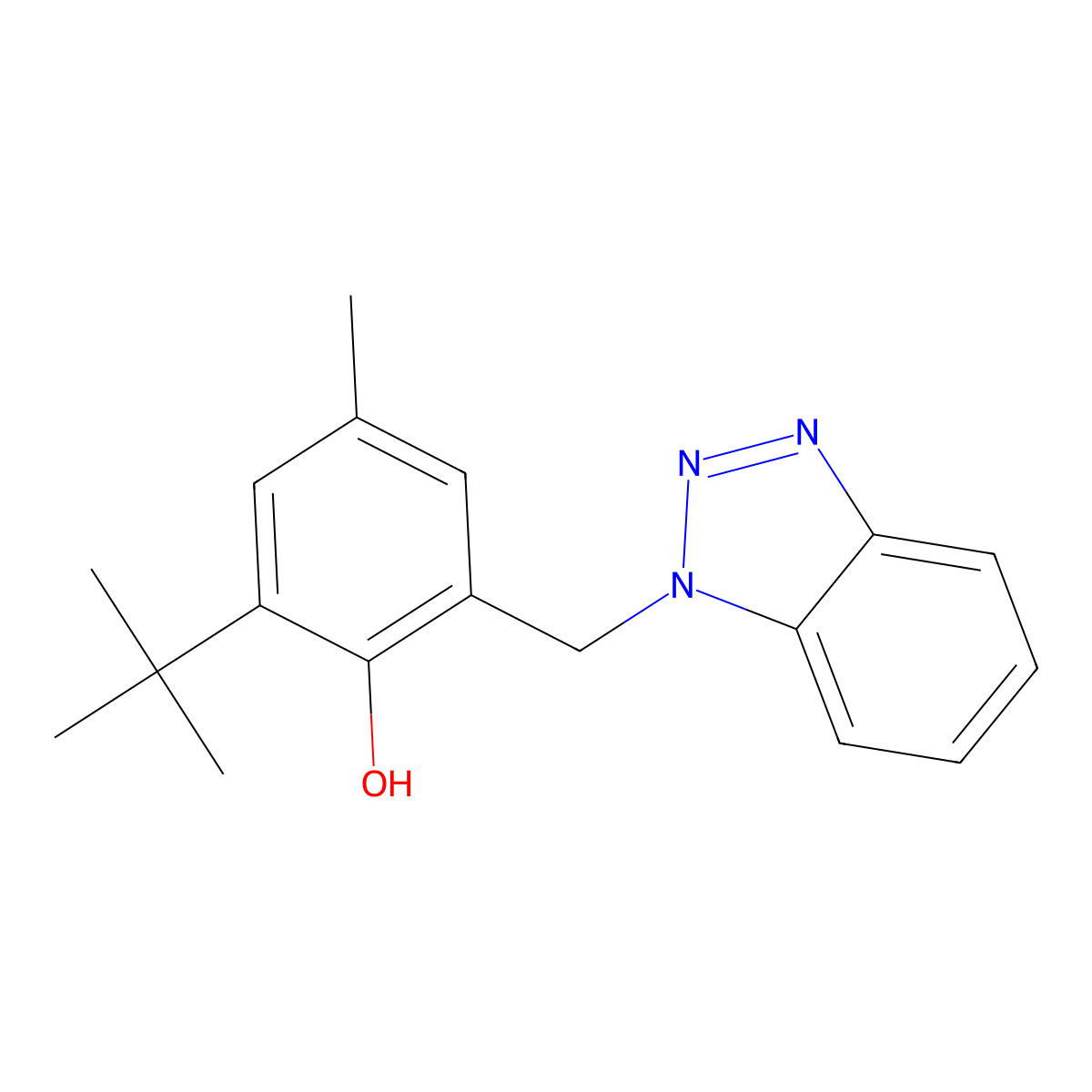 2-(1H-1,2,3-Benzotriazol-1-ylmethyl)-6-tert-butyl-4-methylphenol molecular structure, CAS 132980-36-0