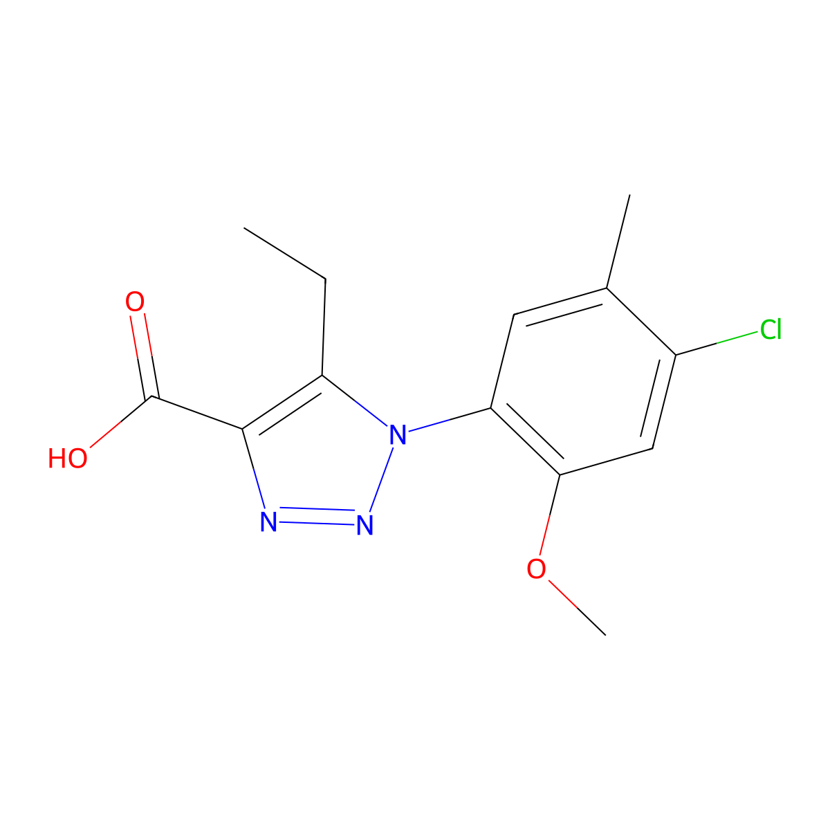 1-(4-chloro-2-methoxy-5-methylphenyl)-5-ethyl-1H-1,2,3-triazole-4-carboxylic acid molecular structure, CAS 1329800-36-3