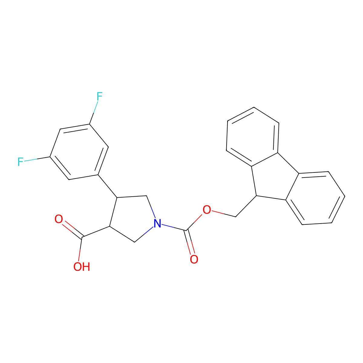 (3S,4R)-4-(3,5-Difluorophenyl)-1-(9H-fluoren-9-ylmethoxycarbonyl)pyrrolidine-3-carboxylic acid molecular structure, CAS 1329805-90-4