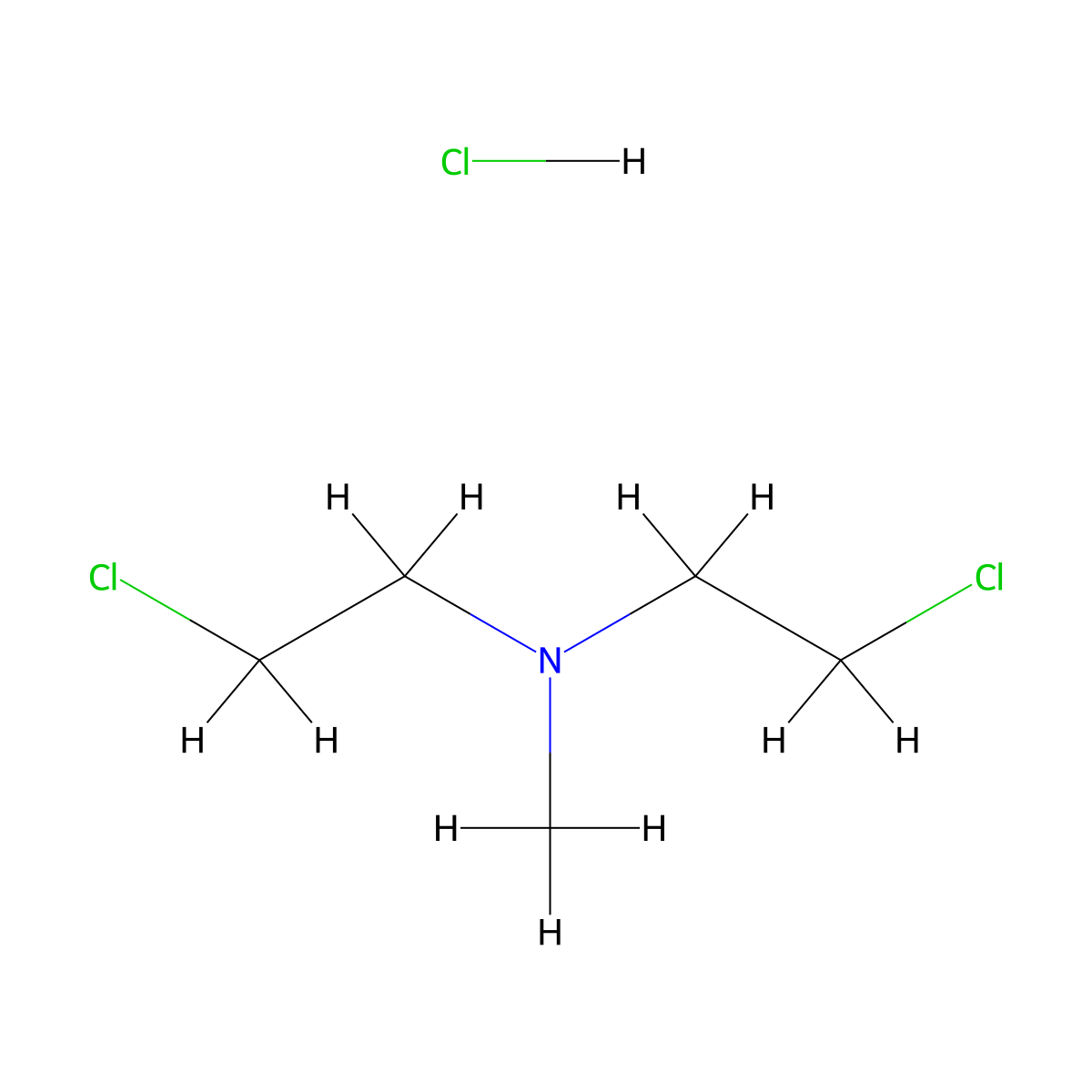 Nitrogen mustard hydrochloride molecular structure, CAS 1329812-14-7