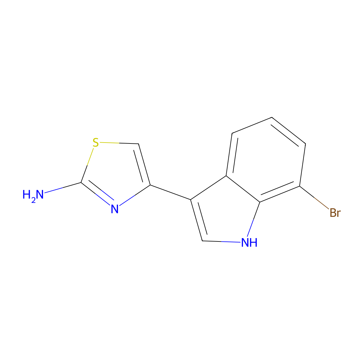 4-(7-bromo-1H-indol-3-yl)-1,3-thiazol-2-amine molecular structure, CAS 1329817-43-7