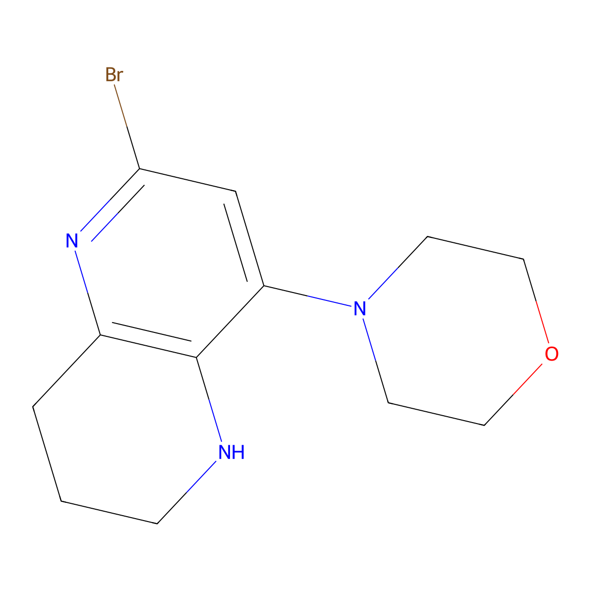 6-Bromo-8-(morpholin-4-yl)-1,2,3,4-tetrahydro-1,5-naphthyridine molecular structure, CAS 1329835-80-4