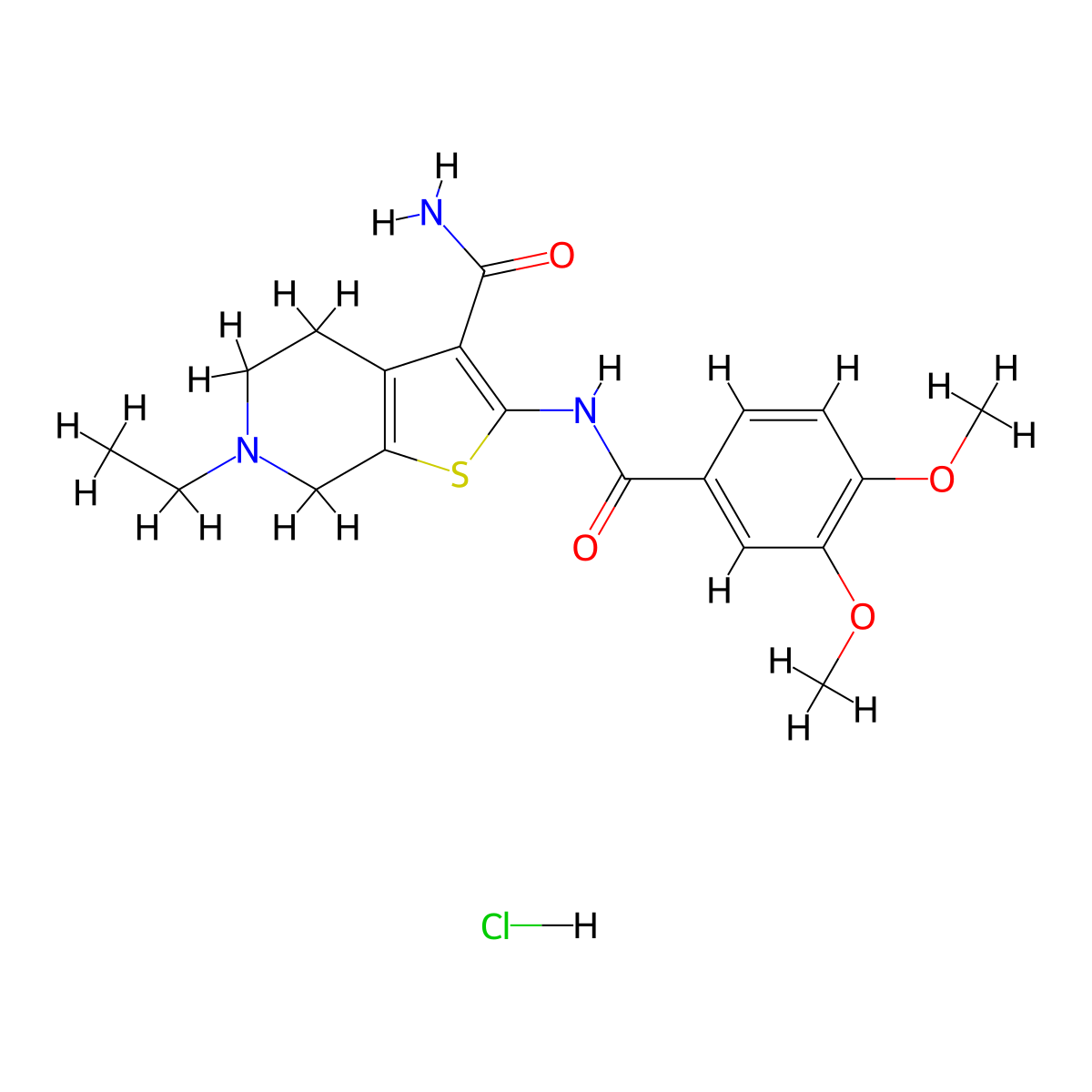 2-(3,4-Dimethoxybenzamido)-6-ethyl-4,5,6,7-tetrahydrothieno[2,3-c]pyridine-3-carboxamide hydrochloride molecular structure, CAS 1329837-55-9