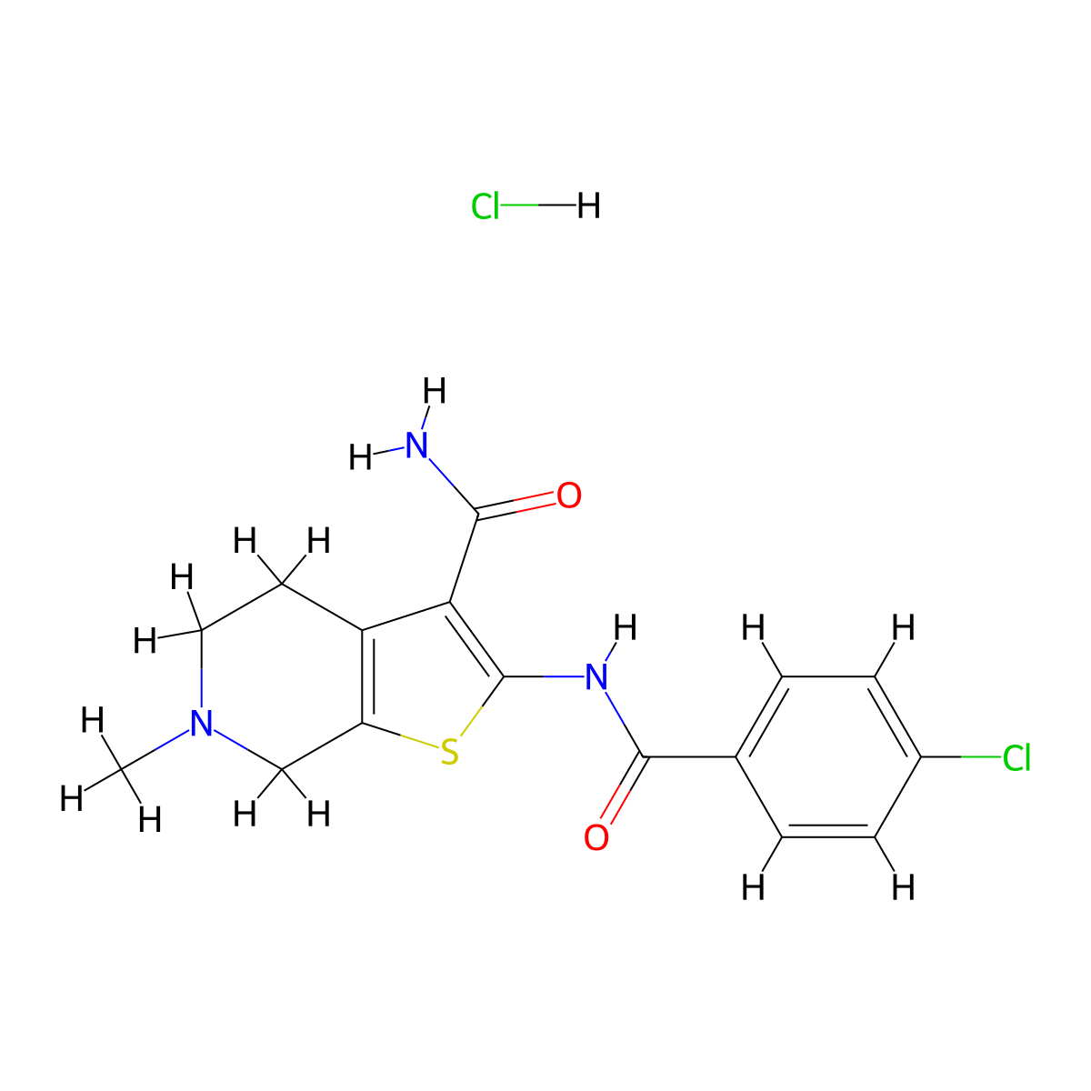 2-(4-Chlorobenzamido)-6-methyl-4,5,6,7-tetrahydrothieno[2,3-c]pyridine-3-carboxamide hydrochloride molecular structure, CAS 1329840-71-2