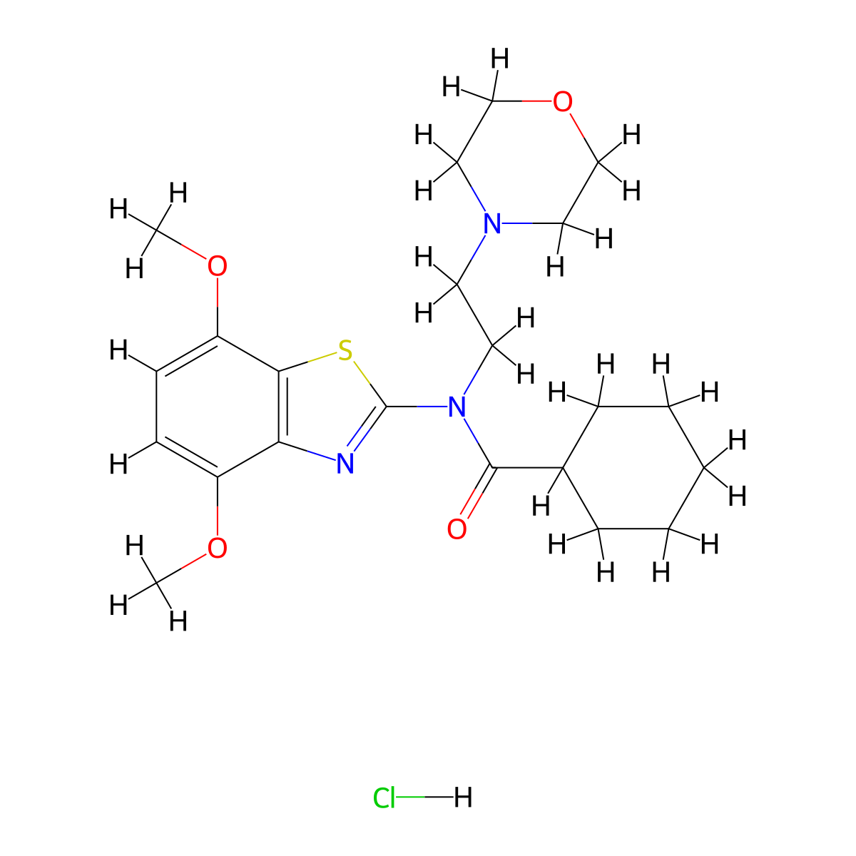 N-(4,7-dimethoxybenzo[d]thiazol-2-yl)-N-(2-morpholinoethyl)cyclohexanecarboxamide hydrochloride molecular structure, CAS 1329847-60-0