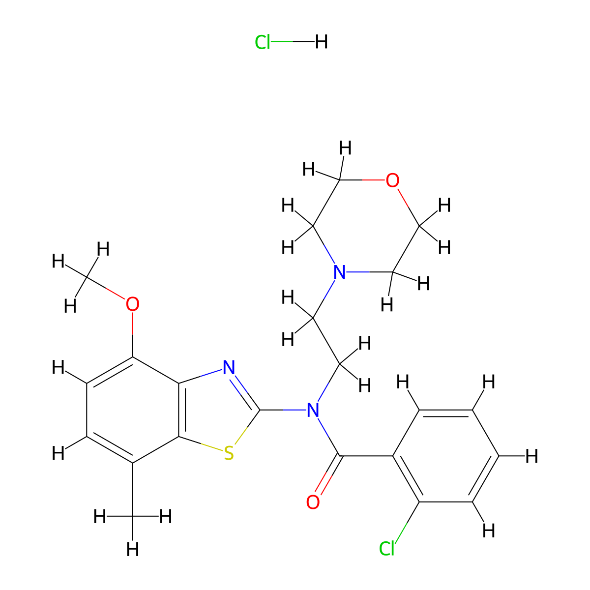 2-chloro-N-(4-methoxy-7-methylbenzo[d]thiazol-2-yl)-N-(2-morpholinoethyl)benzamide hydrochloride molecular structure, CAS 1329847-70-2