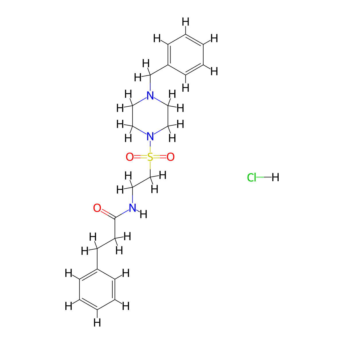 N-(2-((4-benzylpiperazin-1-yl)sulfonyl)ethyl)-3-phenylpropanamide hydrochloride molecular structure, CAS 1329856-29-2