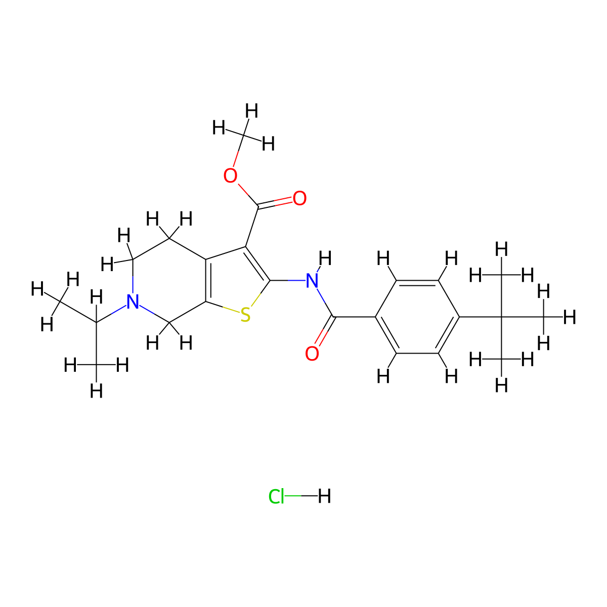 Methyl 2-(4-(tert-butyl)benzamido)-6-isopropyl-4,5,6,7-tetrahydrothieno[2,3-c]pyridine-3-carboxylate hydrochloride molecular structure, CAS 1329857-24-0