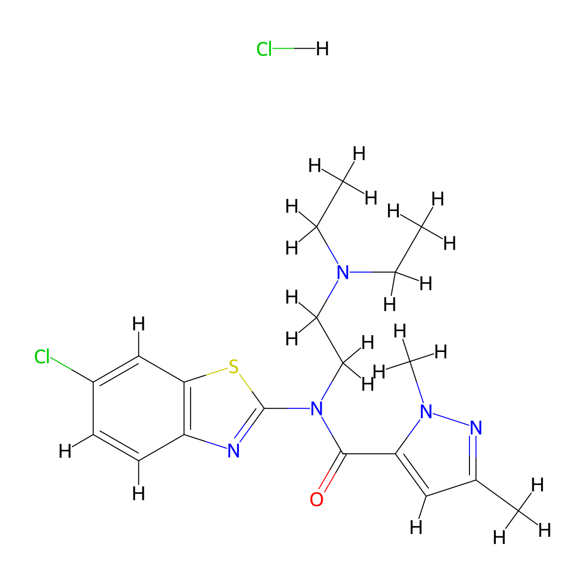 N-(6-chlorobenzo[d]thiazol-2-yl)-N-(2-(diethylamino)ethyl)-1,3-dimethyl-1H-pyrazole-5-carboxamide hydrochloride molecular structure, CAS 1329860-11-8