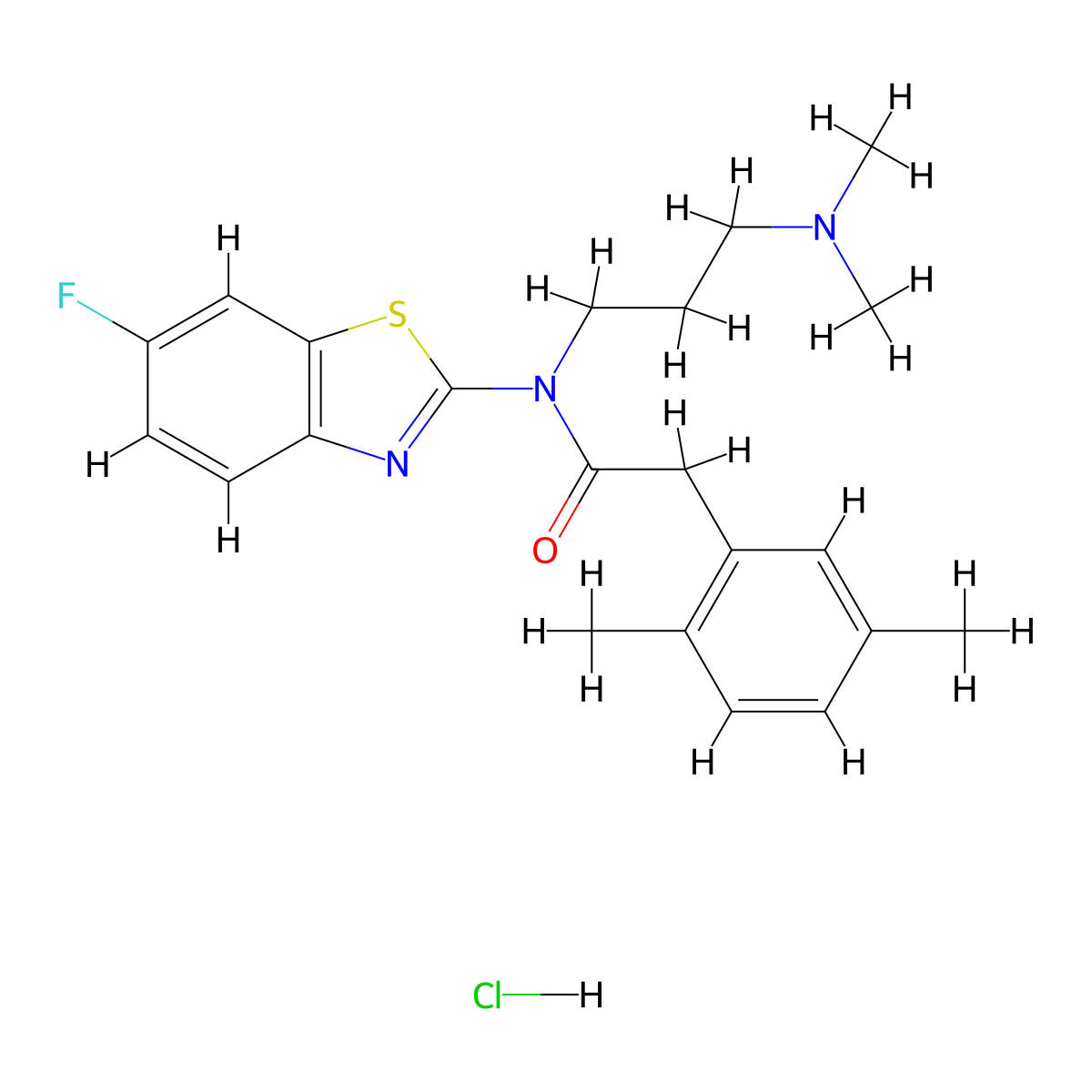 N-(3-(dimethylamino)propyl)-2-(2,5-dimethylphenyl)-N-(6-fluorobenzo[d]thiazol-2-yl)acetamide hydrochloride molecular structure, CAS 1329860-39-0