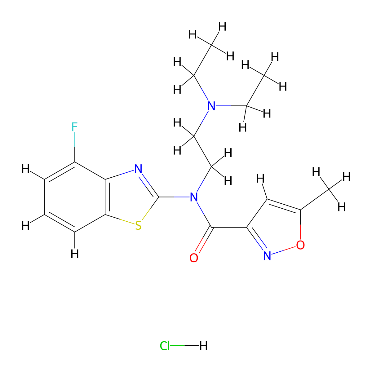 N-(2-(diethylamino)ethyl)-N-(4-fluorobenzo[d]thiazol-2-yl)-5-methylisoxazole-3-carboxamide hydrochloride molecular structure, CAS 1329860-42-5