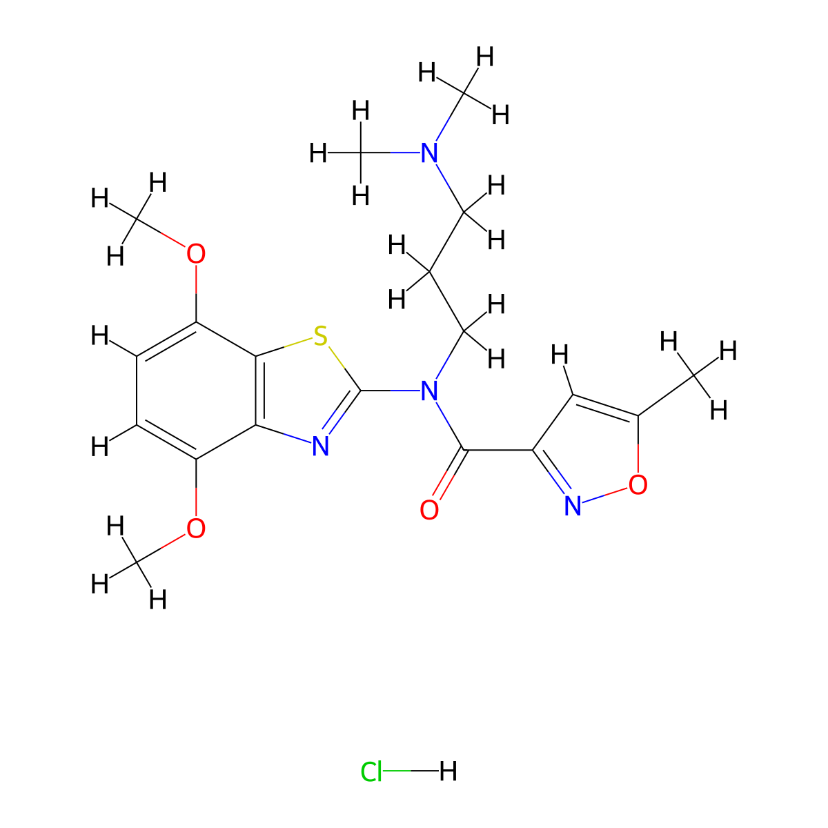 N-(4,7-dimethoxybenzo[d]thiazol-2-yl)-N-(3-(dimethylamino)propyl)-5-methylisoxazole-3-carboxamide hydrochloride molecular structure, CAS 1329860-46-9