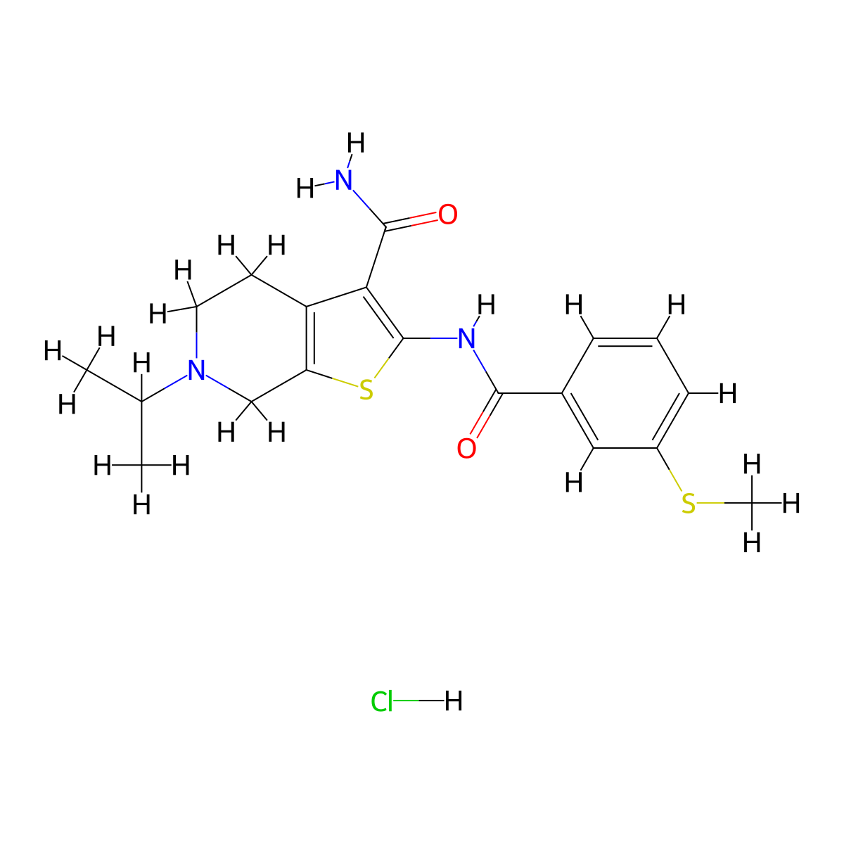 6-Isopropyl-2-(3-(methylthio)benzamido)-4,5,6,7-tetrahydrothieno[2,3-c]pyridine-3-carboxamide hydrochloride molecular structure, CAS 1329862-07-8
