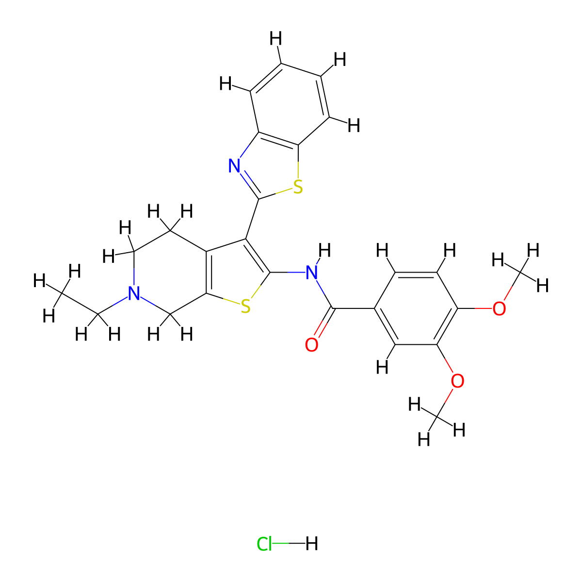 N-(3-(benzo[d]thiazol-2-yl)-6-ethyl-4,5,6,7-tetrahydrothieno[2,3-c]pyridin-2-yl)-3,4-dimethoxybenzamide hydrochloride molecular structure, CAS 1329862-28-3