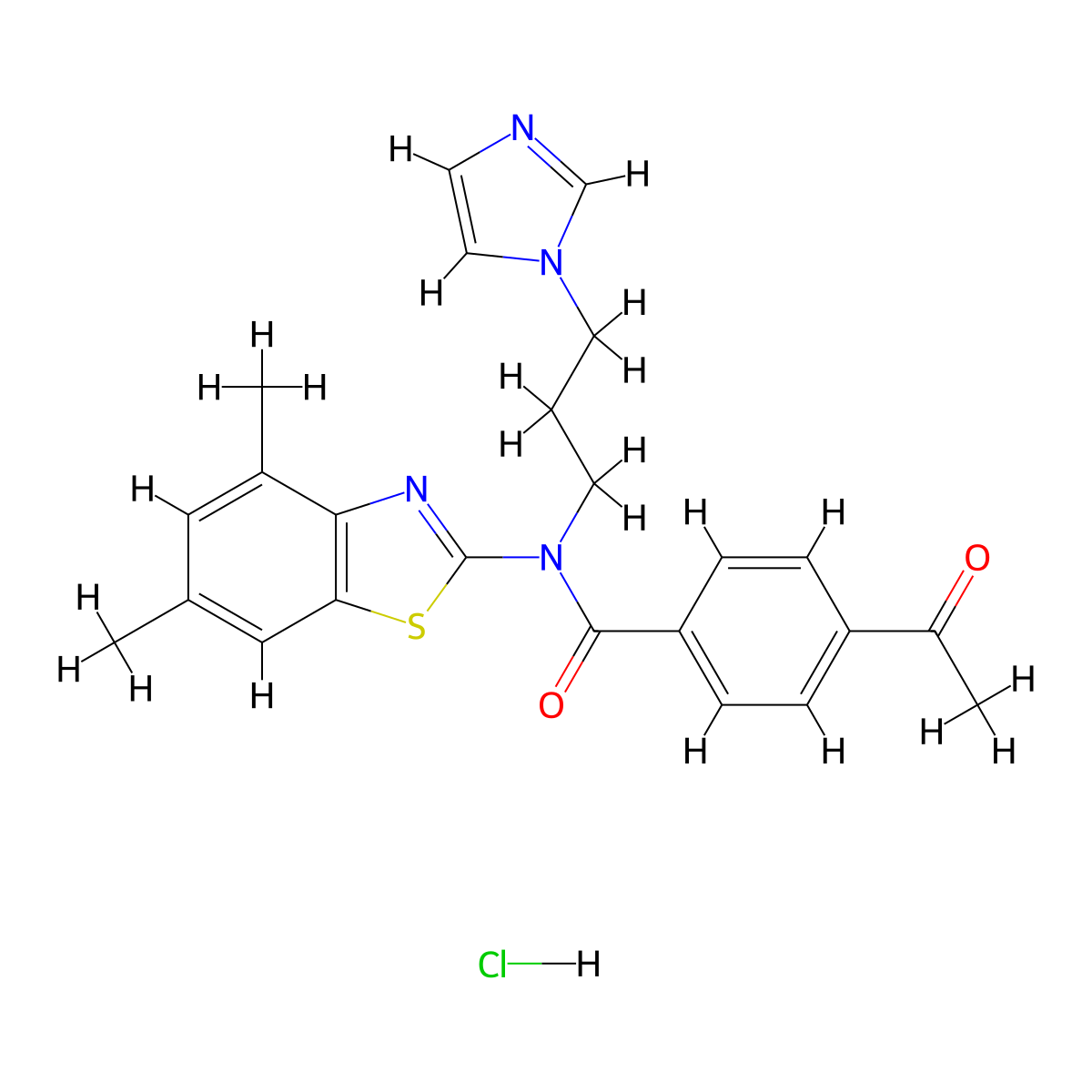 N-(3-(1H-imidazol-1-yl)propyl)-4-acetyl-N-(4,6-dimethylbenzo[d]thiazol-2-yl)benzamide hydrochloride molecular structure, CAS 1329862-65-8