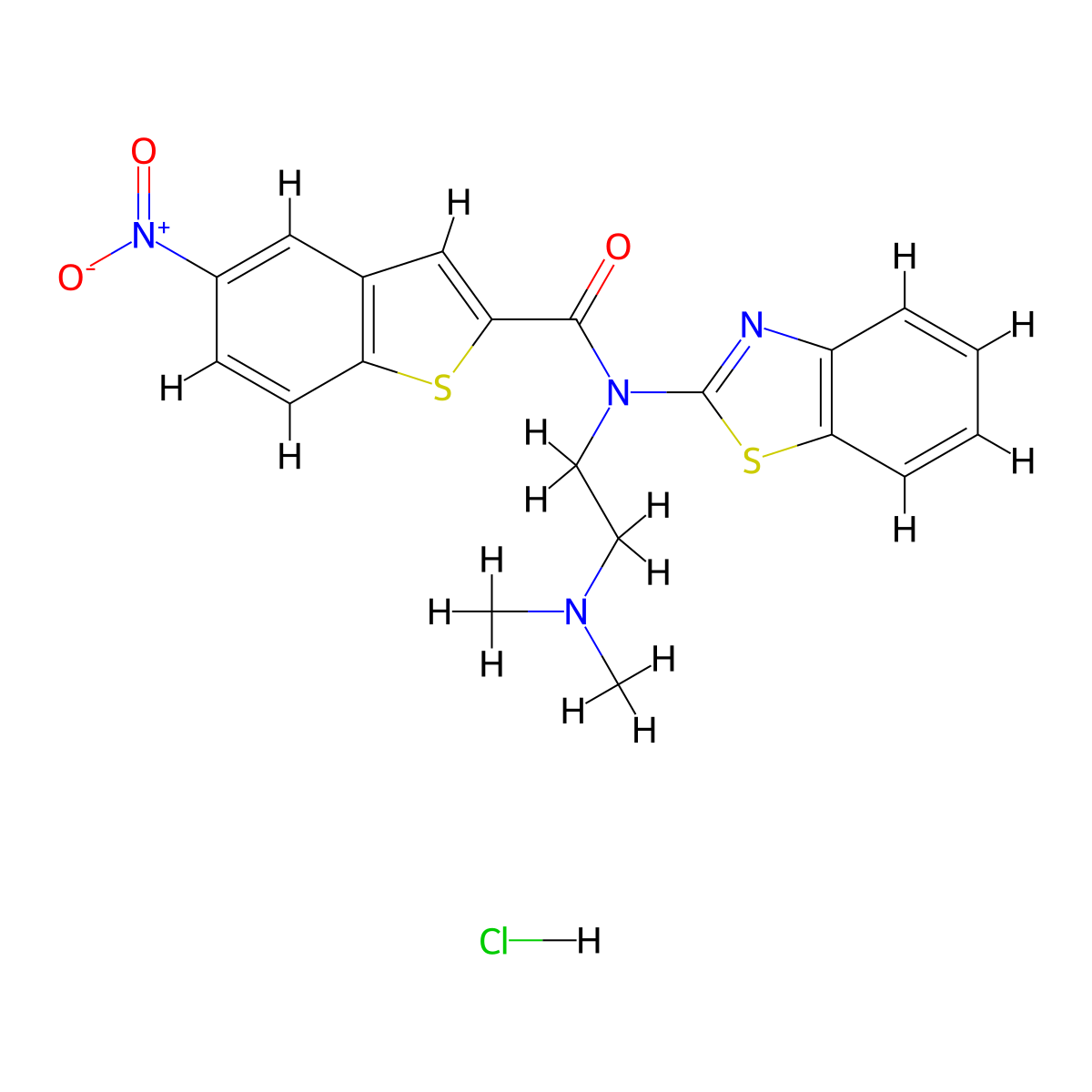 N-(1,3-Benzothiazol-2-YL)-N-[2-(dimethylamino)ethyl]-5-nitro-1-benzothiophene-2-carboxamide hydrochloride molecular structure, CAS 1329862-87-4