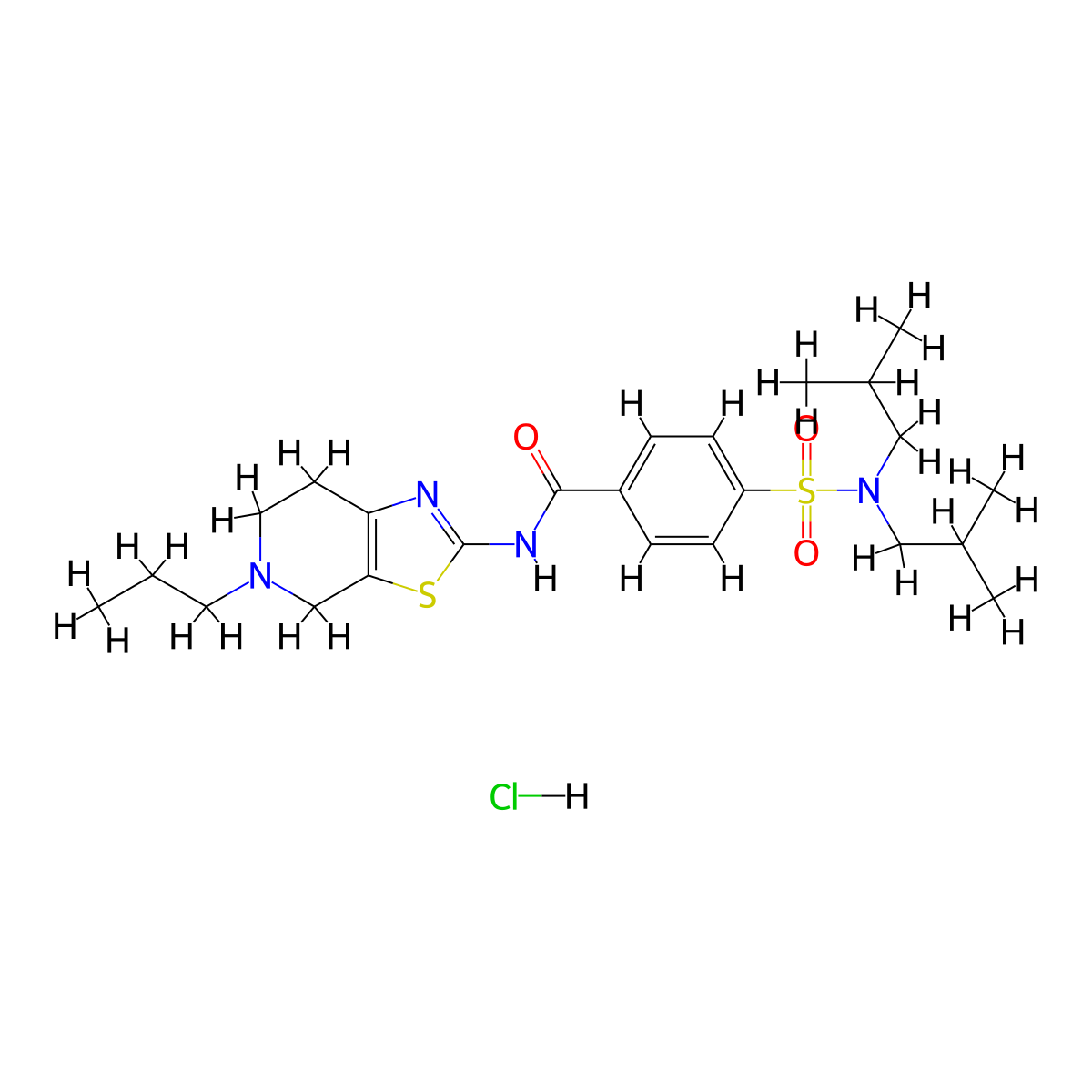 4-(N,N-diisobutylsulfamoyl)-N-(5-propyl-4,5,6,7-tetrahydrothiazolo[5,4-c]pyridin-2-yl)benzamide hydrochloride molecular structure, CAS 1329869-75-1