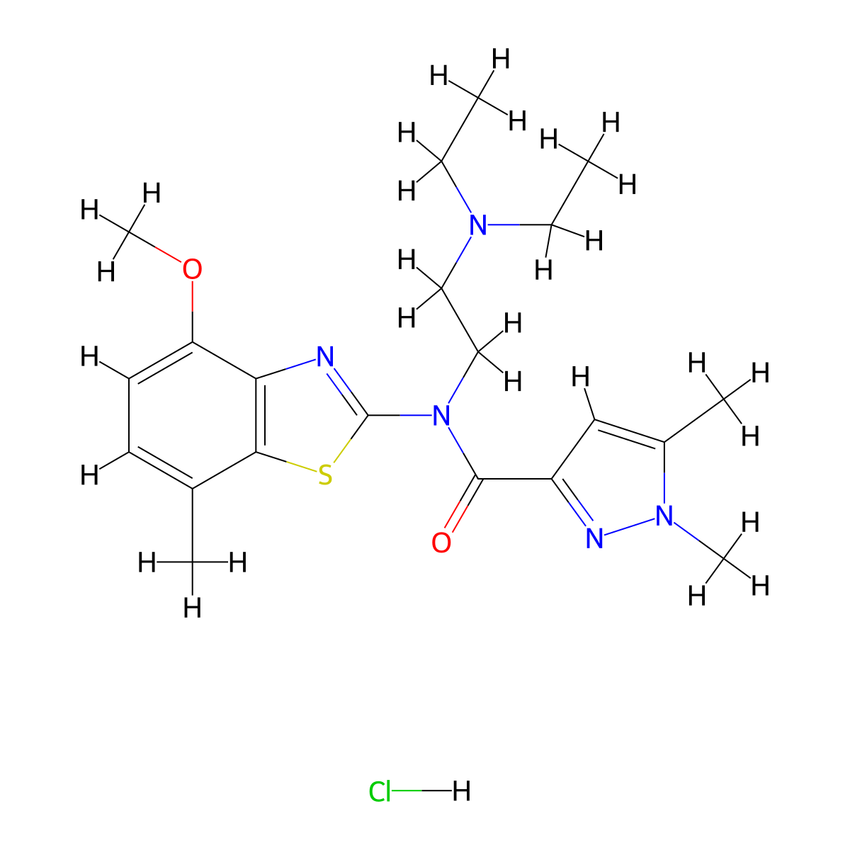N-(2-(diethylamino)ethyl)-N-(4-methoxy-7-methylbenzo[d]thiazol-2-yl)-1,5-dimethyl-1H-pyrazole-3-carboxamide hydrochloride molecular structure, CAS 1329870-01-0