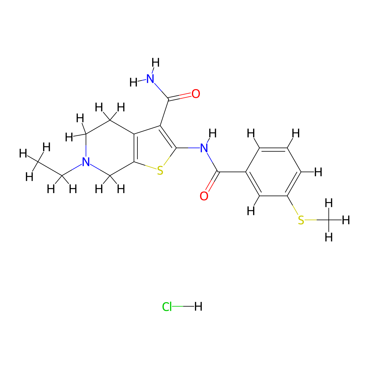 6-Ethyl-2-(3-(methylthio)benzamido)-4,5,6,7-tetrahydrothieno[2,3-c]pyridine-3-carboxamide hydrochloride molecular structure, CAS 1329870-21-4