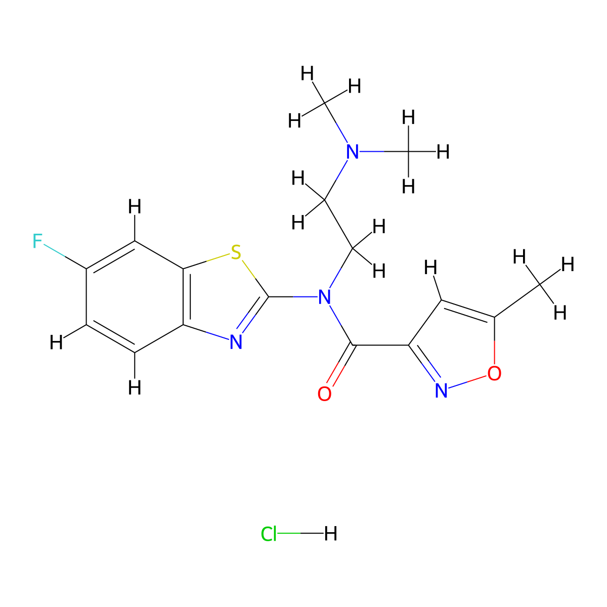 N-(2-(dimethylamino)ethyl)-N-(6-fluorobenzo[d]thiazol-2-yl)-5-methylisoxazole-3-carboxamide hydrochloride molecular structure, CAS 1329870-31-6
