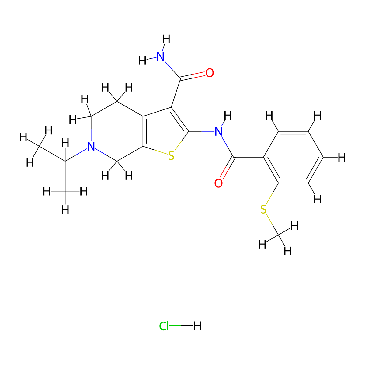6-Isopropyl-2-(2-(methylthio)benzamido)-4,5,6,7-tetrahydrothieno[2,3-c]pyridine-3-carboxamide hydrochloride molecular structure, CAS 1329870-74-7