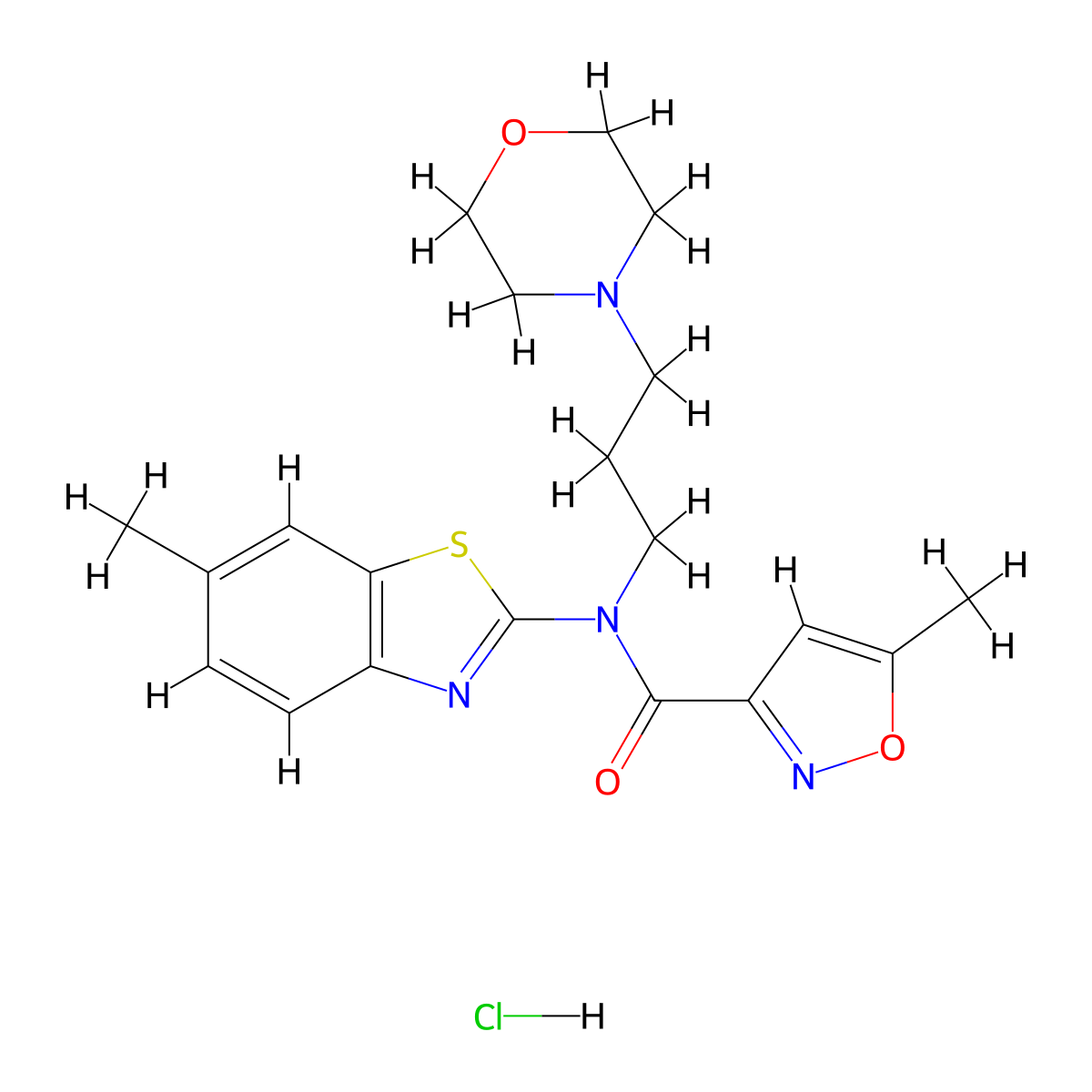 5-methyl-N-(6-methylbenzo[d]thiazol-2-yl)-N-(3-morpholinopropyl)isoxazole-3-carboxamide hydrochloride molecular structure, CAS 1329871-06-8