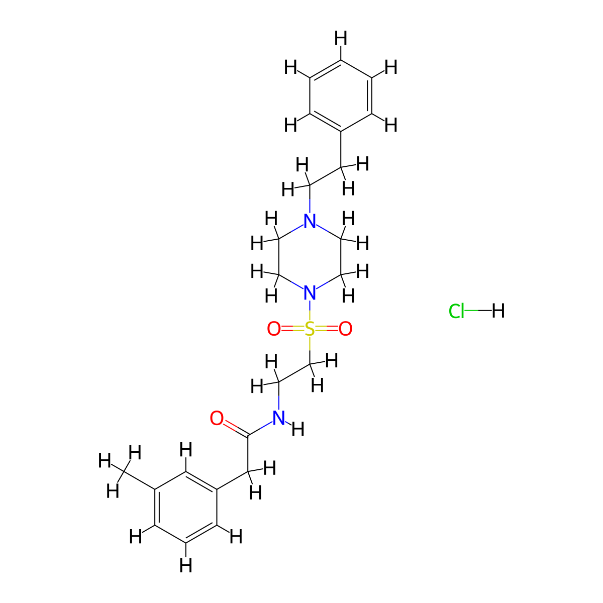N-(2-((4-phenethylpiperazin-1-yl)sulfonyl)ethyl)-2-(m-tolyl)acetamide hydrochloride molecular structure, CAS 1329871-16-0