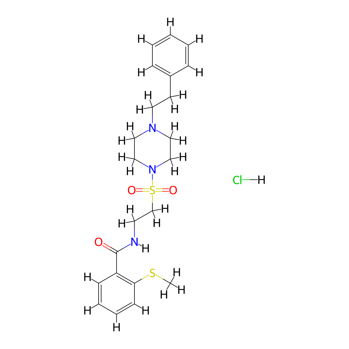2-(methylthio)-N-(2-((4-phenethylpiperazin-1-yl)sulfonyl)ethyl)benzamide hydrochloride molecular structure, CAS 1329871-19-3