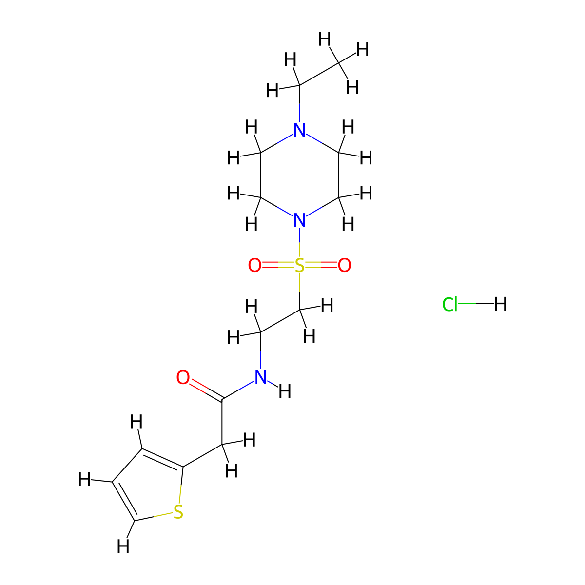 N-{2-[(4-ethylpiperazin-1-yl)sulfonyl]ethyl}-2-(thiophen-2-yl)acetamide hydrochloride molecular structure, CAS 1329871-22-8