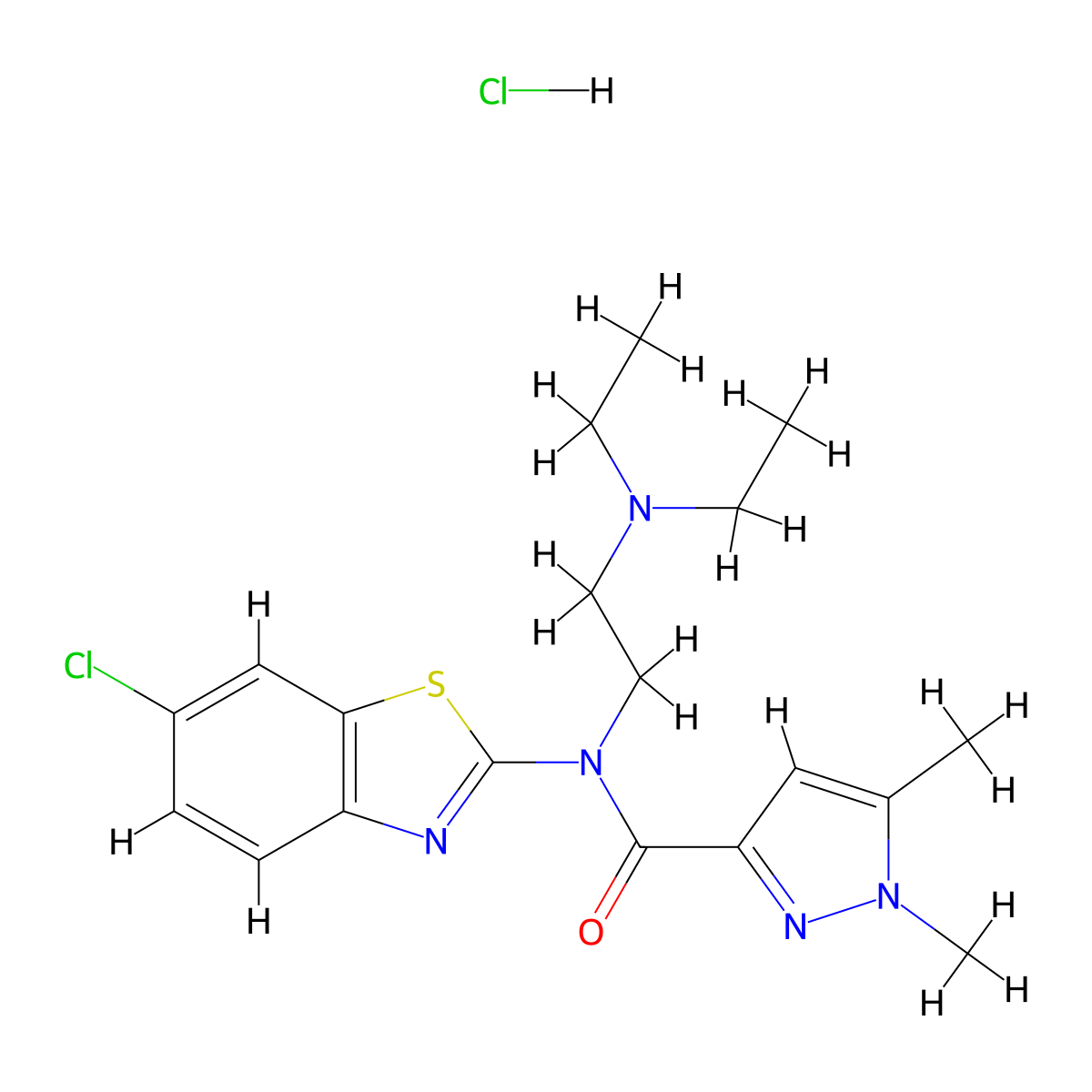 N-(6-chlorobenzo[d]thiazol-2-yl)-N-(2-(diethylamino)ethyl)-1,5-dimethyl-1H-pyrazole-3-carboxamide hydrochloride molecular structure, CAS 1329871-93-3