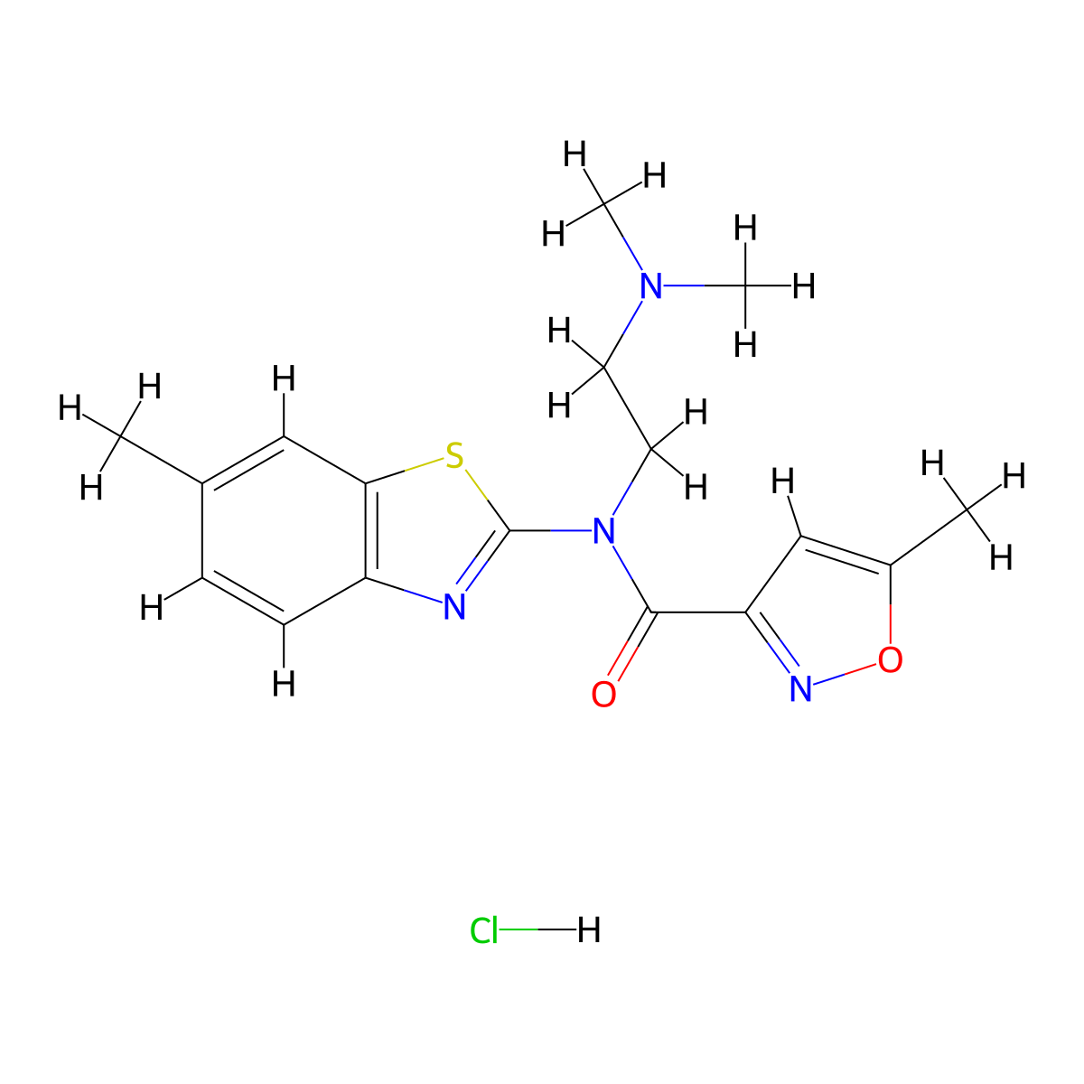 N-(2-(dimethylamino)ethyl)-5-methyl-N-(6-methylbenzo[d]thiazol-2-yl)isoxazole-3-carboxamide hydrochloride molecular structure, CAS 1329872-06-1