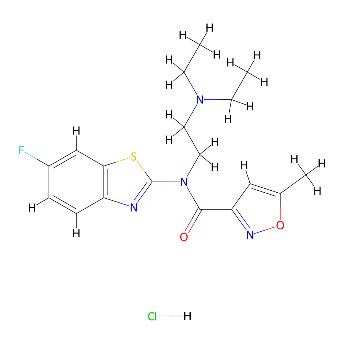 N-(2-(diethylamino)ethyl)-N-(6-fluorobenzo[d]thiazol-2-yl)-5-methylisoxazole-3-carboxamide hydrochloride molecular structure, CAS 1329872-09-4