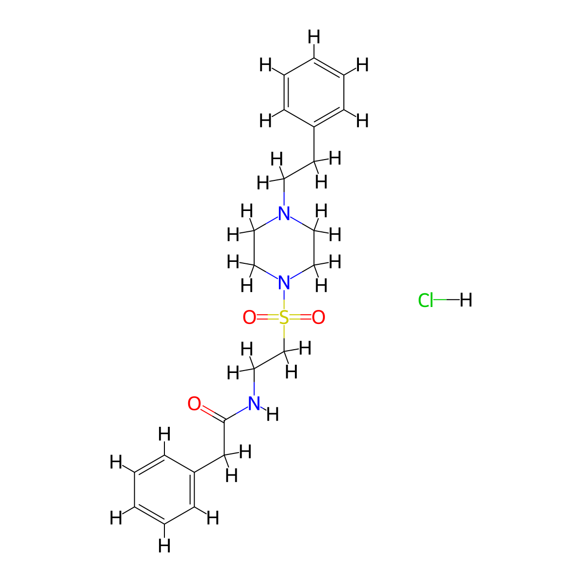 N-(2-((4-phenethylpiperazin-1-yl)sulfonyl)ethyl)-2-phenylacetamide hydrochloride molecular structure, CAS 1329873-11-1