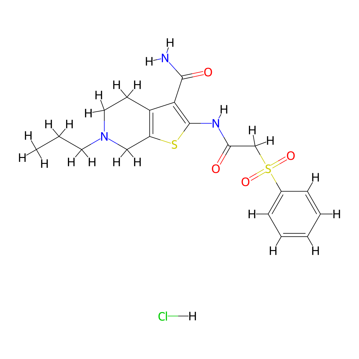2-(2-(Phenylsulfonyl)acetamido)-6-propyl-4,5,6,7-tetrahydrothieno[2,3-c]pyridine-3-carboxamide hydrochloride molecular structure, CAS 1329875-59-3