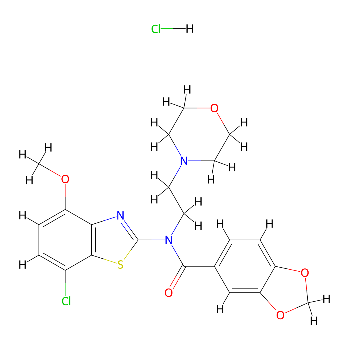 N-(7-chloro-4-methoxybenzo[d]thiazol-2-yl)-N-(2-morpholinoethyl)benzo[d][1,3]dioxole-5-carboxamide hydrochloride molecular structure, CAS 1329883-25-1