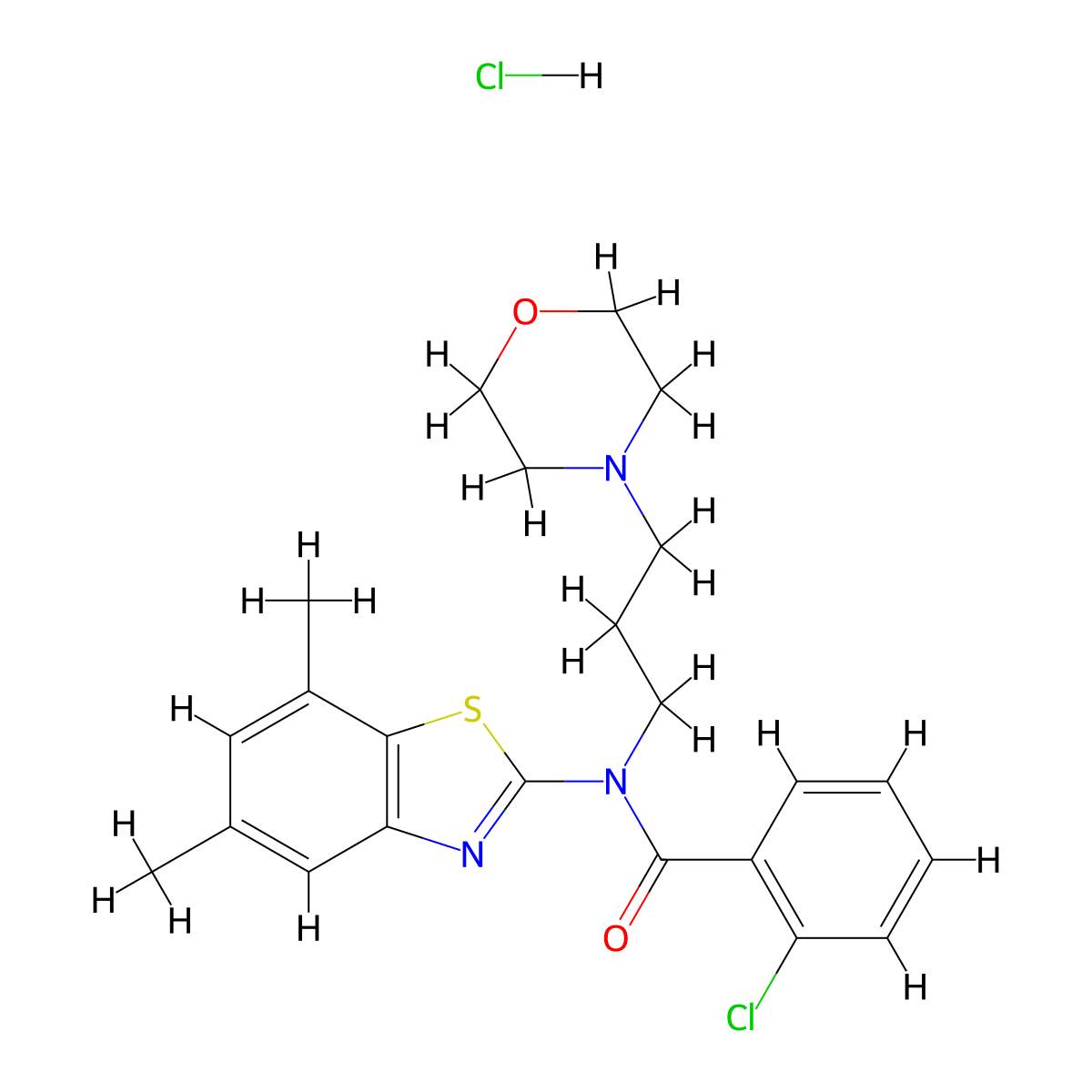 2-chloro-N-(5,7-dimethylbenzo[d]thiazol-2-yl)-N-(3-morpholinopropyl)benzamide hydrochloride molecular structure, CAS 1329883-69-3