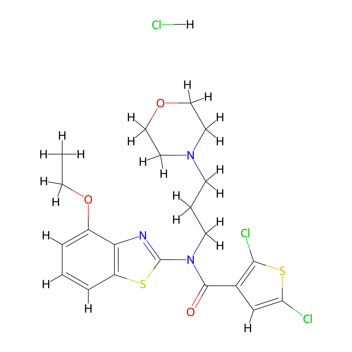 2,5-dichloro-N-(4-ethoxybenzo[d]thiazol-2-yl)-N-(3-morpholinopropyl)thiophene-3-carboxamide hydrochloride molecular structure, CAS 1329887-11-7