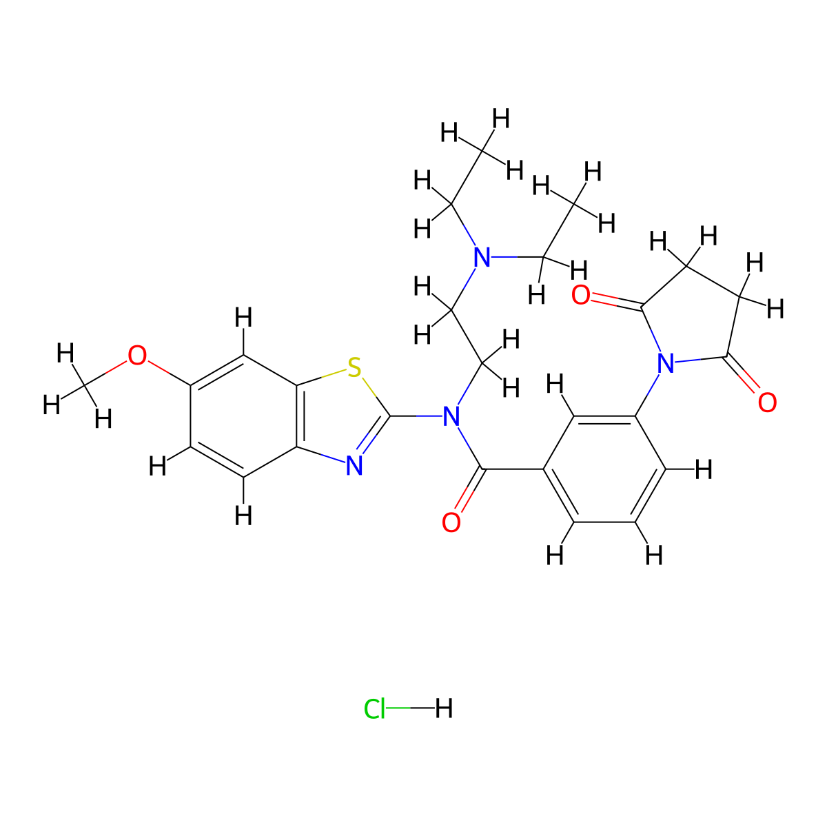 N-(2-(diethylamino)ethyl)-3-(2,5-dioxopyrrolidin-1-yl)-N-(6-methoxybenzo[d]thiazol-2-yl)benzamide hydrochloride molecular structure, CAS 1329897-56-4