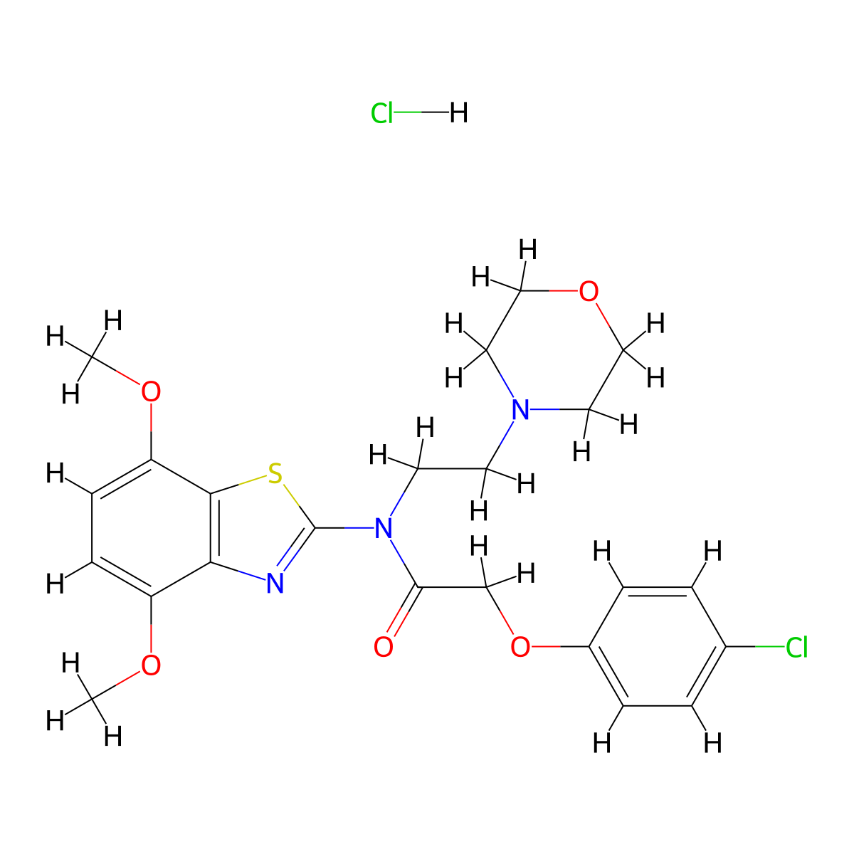 2-(4-chlorophenoxy)-N-(4,7-dimethoxybenzo[d]thiazol-2-yl)-N-(2-morpholinoethyl)acetamide hydrochloride molecular structure, CAS 1329898-11-4
