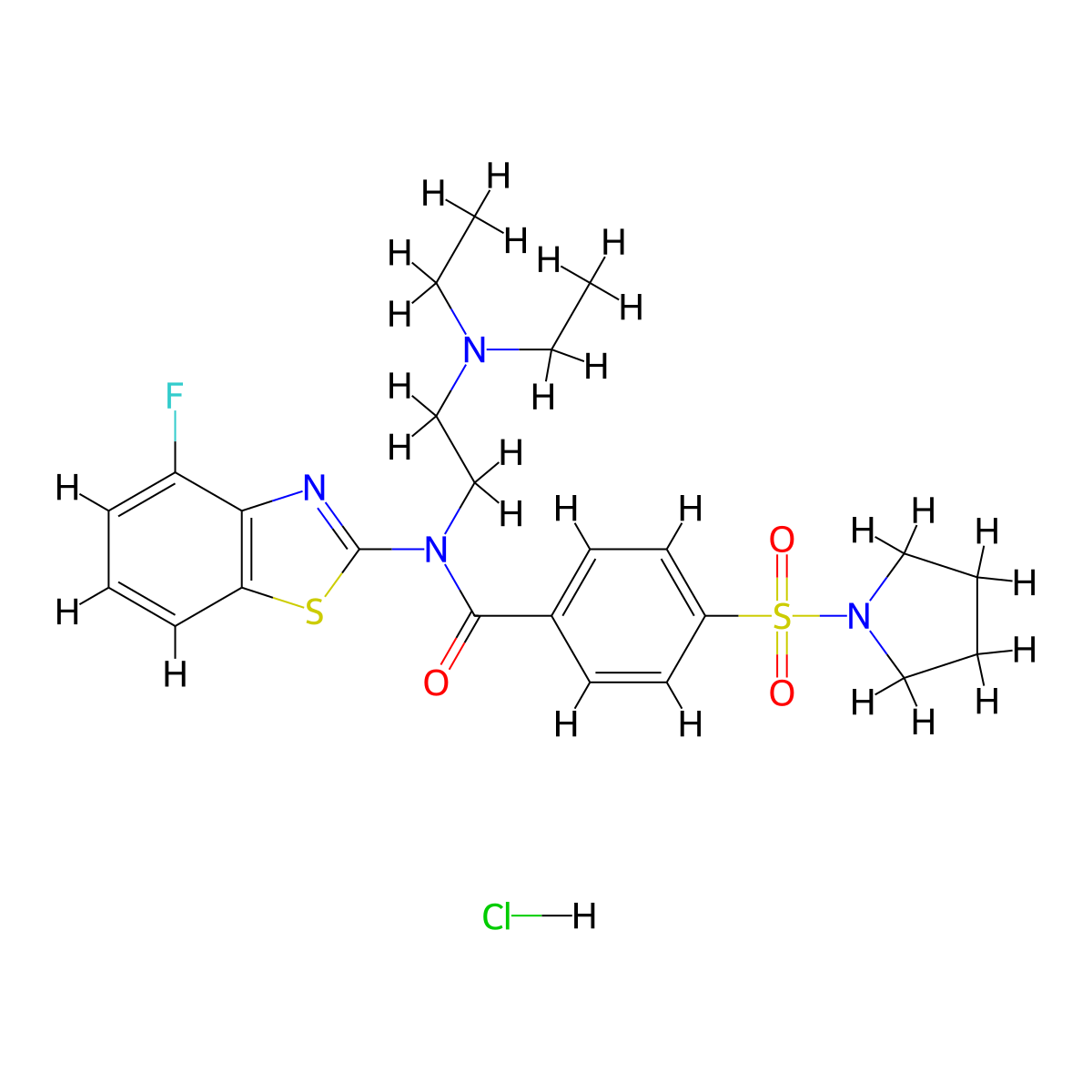 N-(2-(diethylamino)ethyl)-N-(4-fluorobenzo[d]thiazol-2-yl)-4-(pyrrolidin-1-ylsulfonyl)benzamide hydrochloride molecular structure, CAS 1329899-77-5