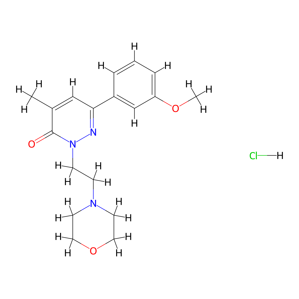 3(2H)-Pyridazinone, 6-(m-methoxyphenyl)-4-methyl-2-(2-morpholinoethyl)-, hydrochloride molecular structure, CAS 13299-99-5