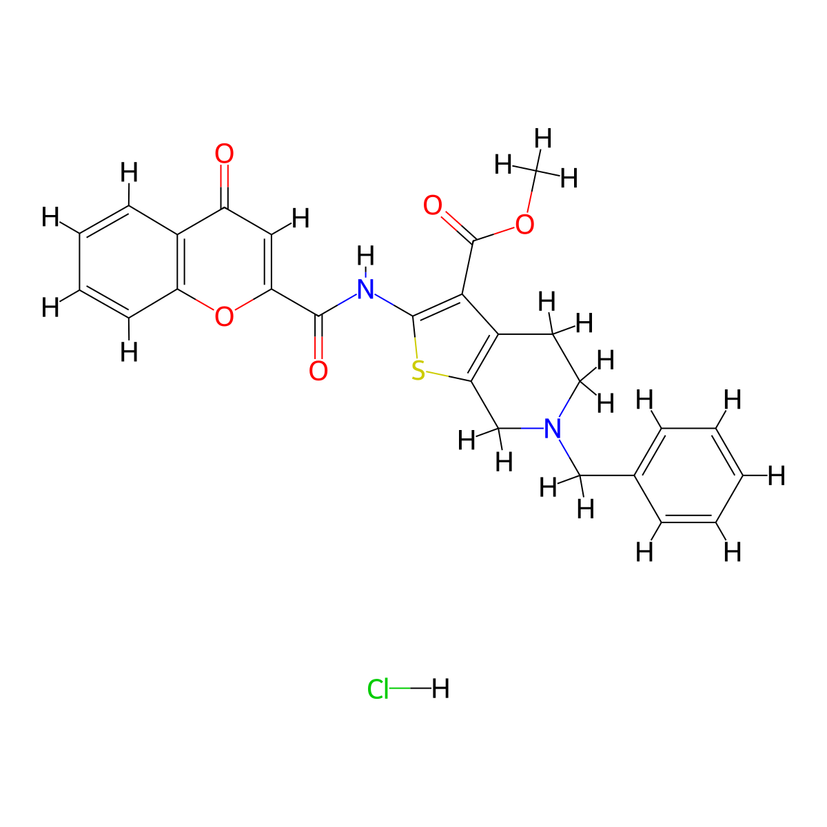methyl 6-benzyl-2-(4-oxo-4H-chromene-2-carboxamido)-4,5,6,7-tetrahydrothieno[2,3-c]pyridine-3-carboxylate hydrochloride molecular structure, CAS 1329903-60-7