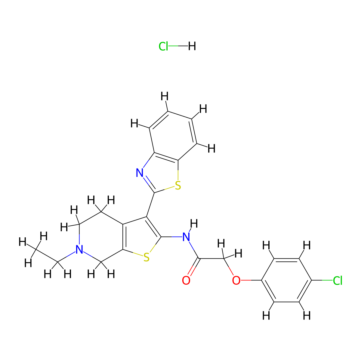 N-(3-(benzo[d]thiazol-2-yl)-6-ethyl-4,5,6,7-tetrahydrothieno[2,3-c]pyridin-2-yl)-2-(4-chlorophenoxy)acetamide hydrochloride molecular structure, CAS 1329907-82-5
