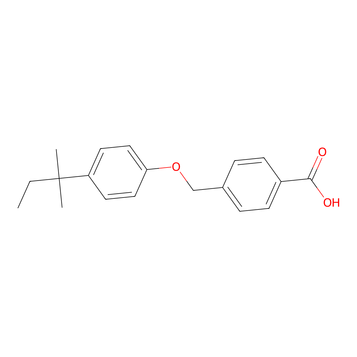 Benzoic acid, 4-[[4-(1,1-dimethylpropyl)phenoxy]methyl]- molecular structure, CAS 132991-25-4