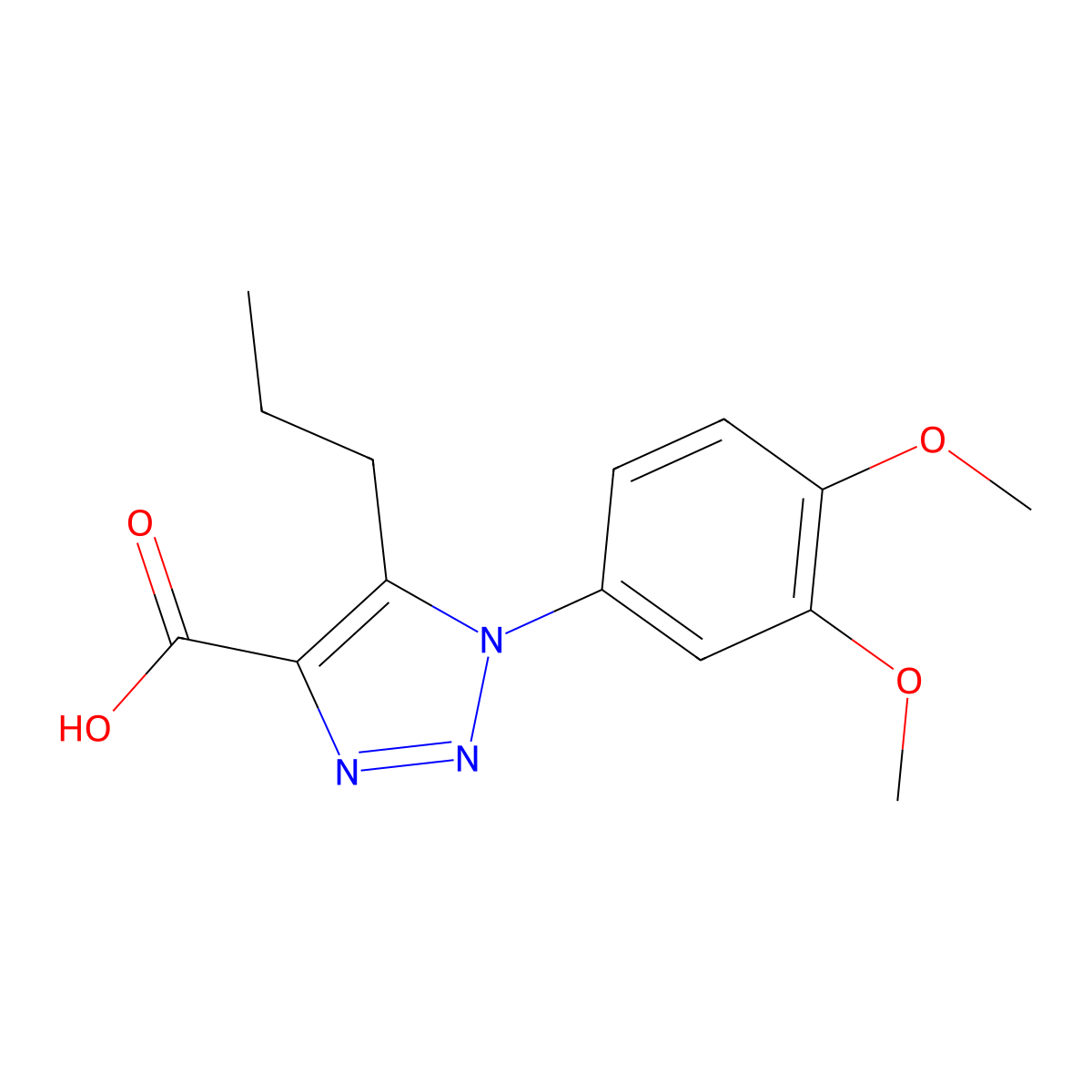 1-(3,4-dimethoxyphenyl)-5-propyl-1H-1,2,3-triazole-4-carboxylic acid molecular structure, CAS 1329918-25-3