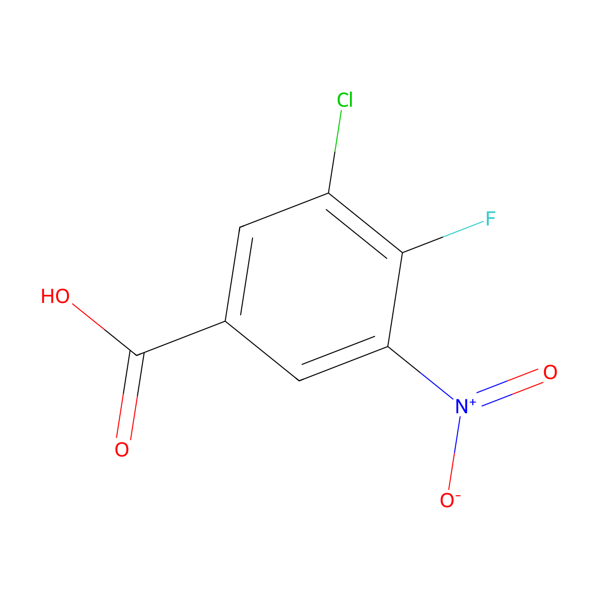 3-Chloro-4-fluoro-5-nitrobenzoic acid molecular structure, CAS 132992-43-9