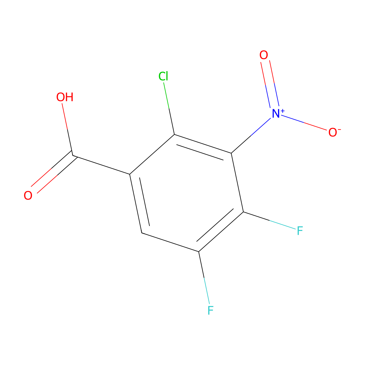 2-Chloro-4,5-difluoro-3-nitrobenzoic acid molecular structure, CAS 132992-44-0